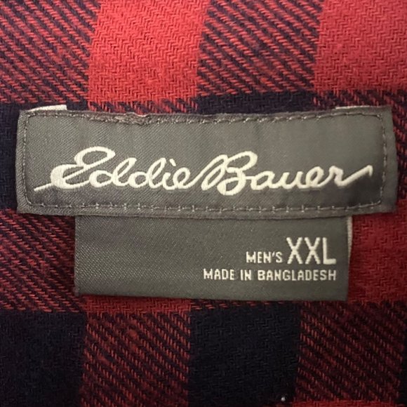 Eddie Bauer Button Down Flannel Shirt Mens 2XL Red Black Casual Long Sleeve NEW - Picture 9 of 14